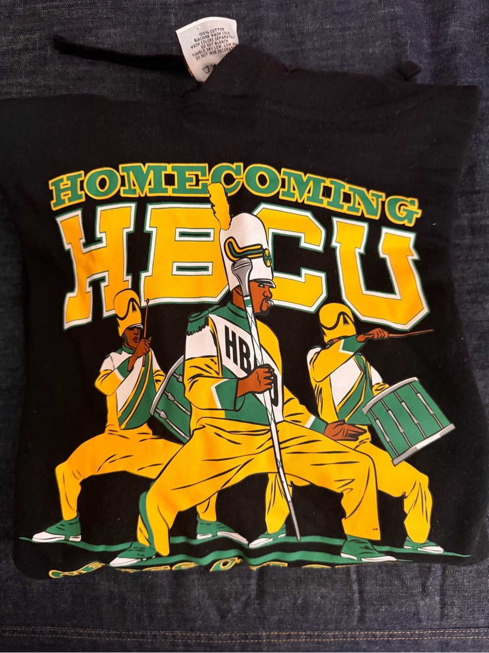 HOMECOMING HBCU Marching Band Graphic Tee - Black, Yellow & Green (Unisex)